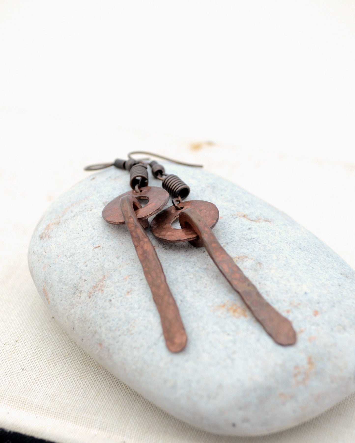Hammered Copper Dangling Earrings