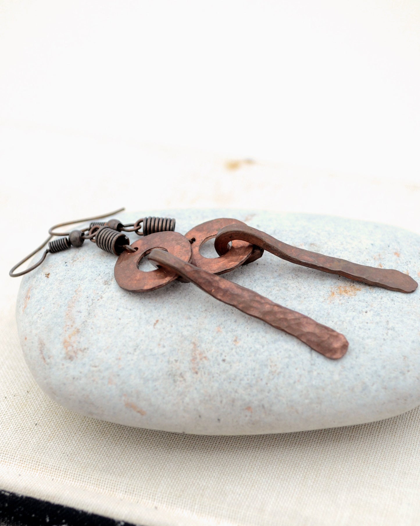 Hammered Copper Dangling Earrings