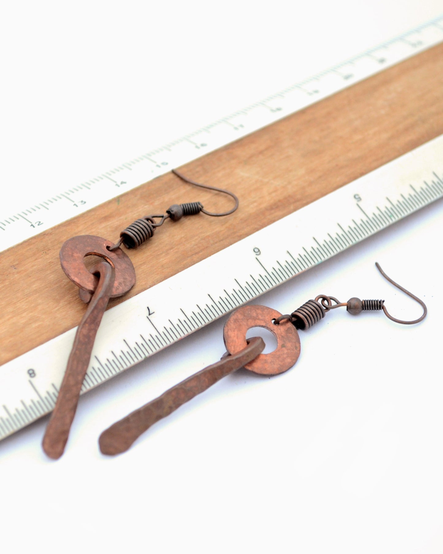 Hammered Copper Dangling Earrings