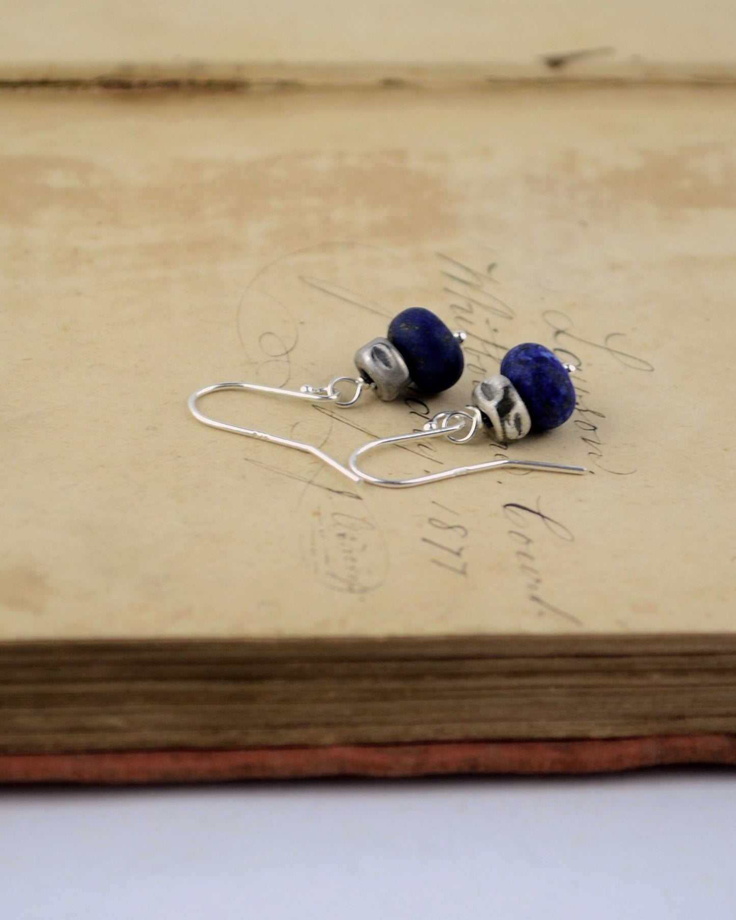 Sterling silver and lapis lazuli striking blue earrings, minimalist earrings, graduation gift