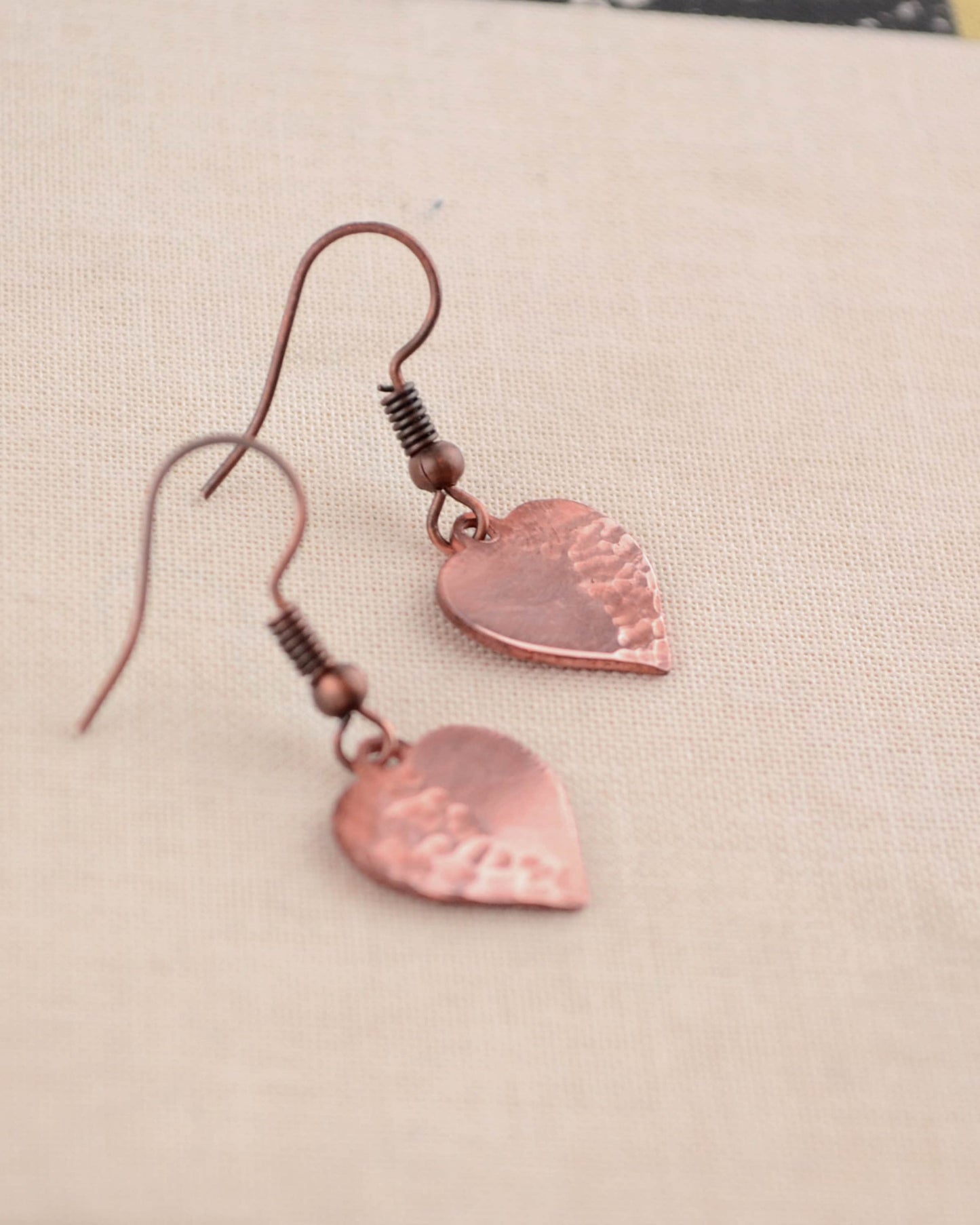 Dainty Copper Small Heart Earrings, Love jewelry, romantic gift Valentines gift