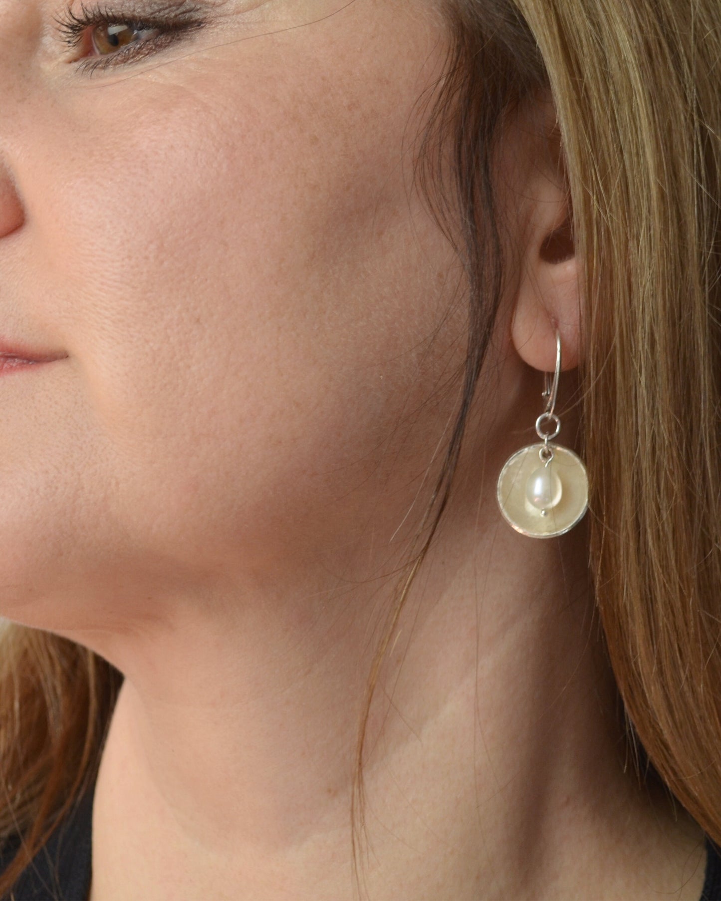Sterling silver and pearl rustic earrings, romantic gift, wedding present