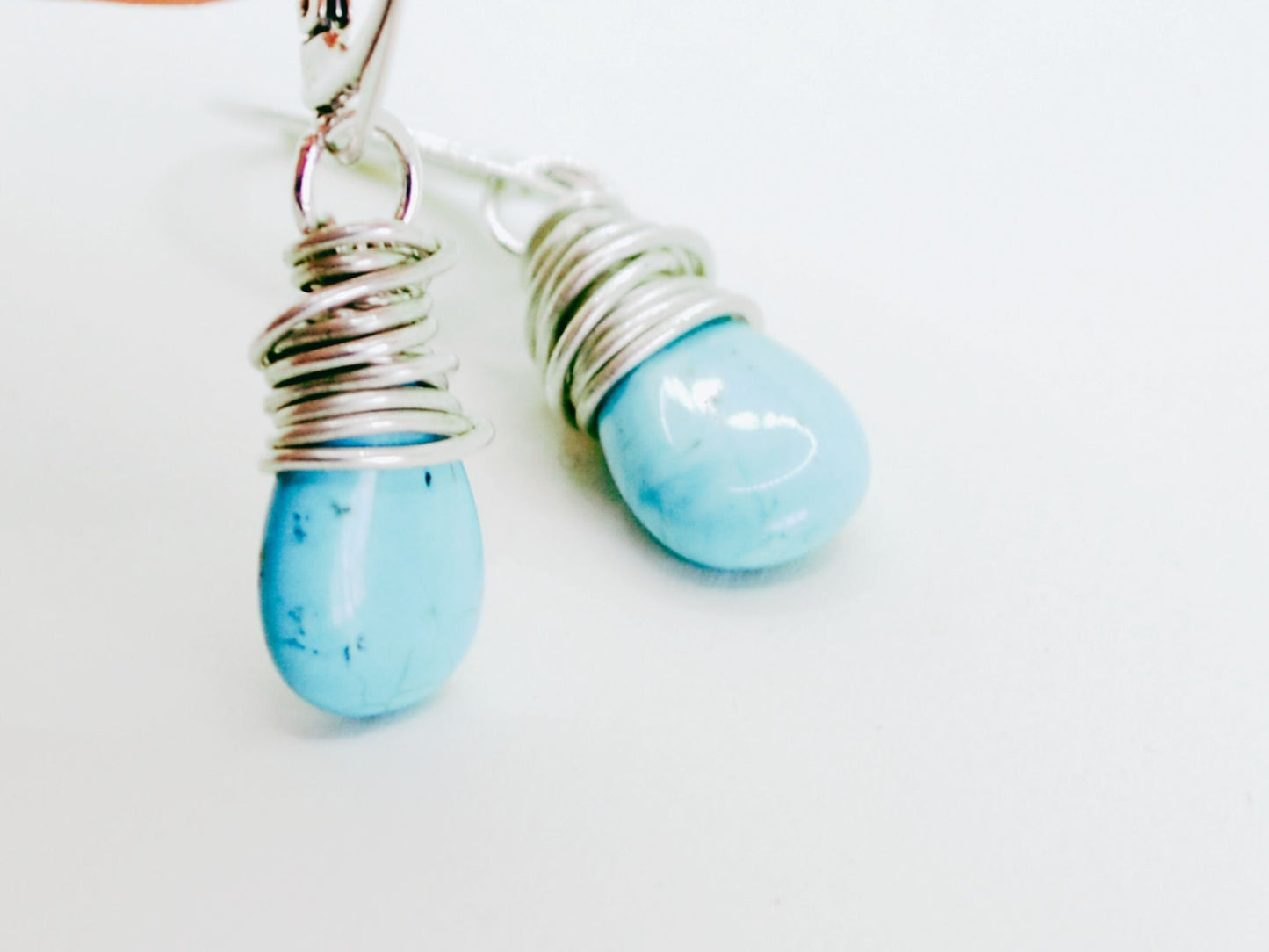 Turquoise teardrop boho earrings, romantic earrings, holiday gift