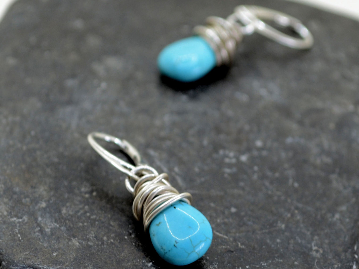 Turquoise teardrop boho earrings, romantic earrings, holiday gift