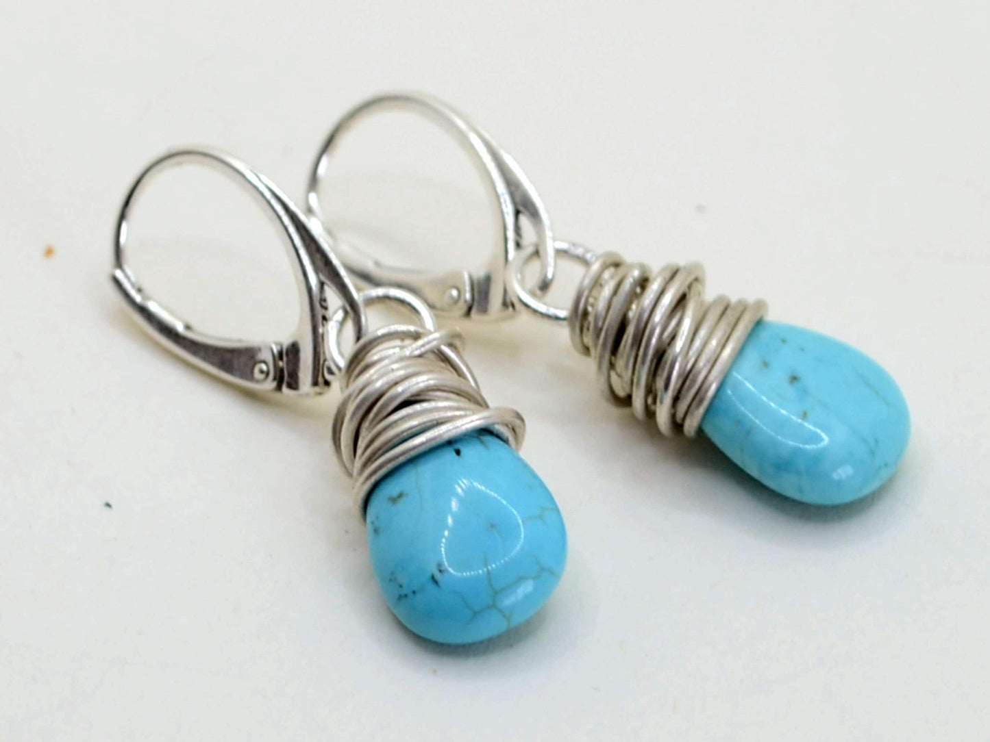Turquoise teardrop boho earrings, romantic earrings, holiday gift