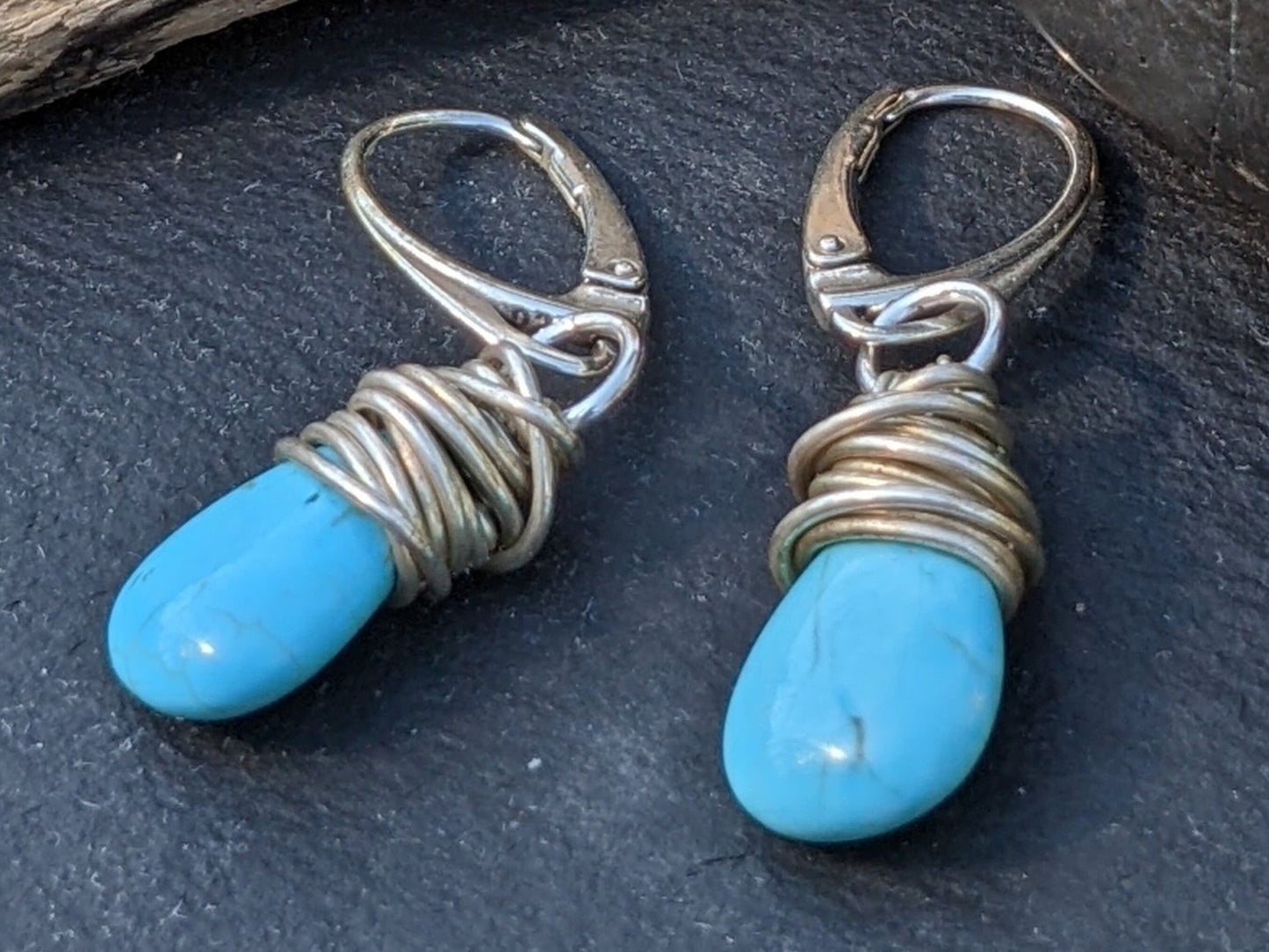 Turquoise teardrop boho earrings, romantic earrings, holiday gift