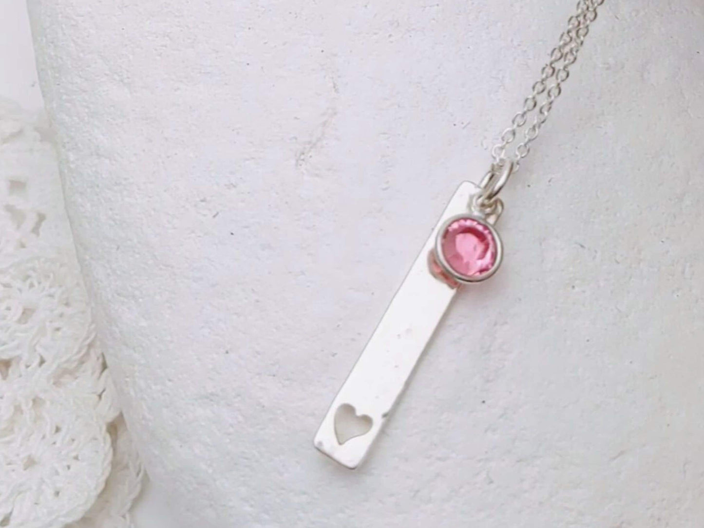 October Birthstone Minimalist Necklace// Swarovski Rose crystal pendant, October Libra Scorpio birthday gift