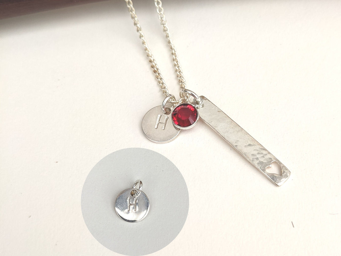 July Birthstone Minimalist Necklace// Swarovski Siam crystal pendant, July Cancer Leo birthday gift