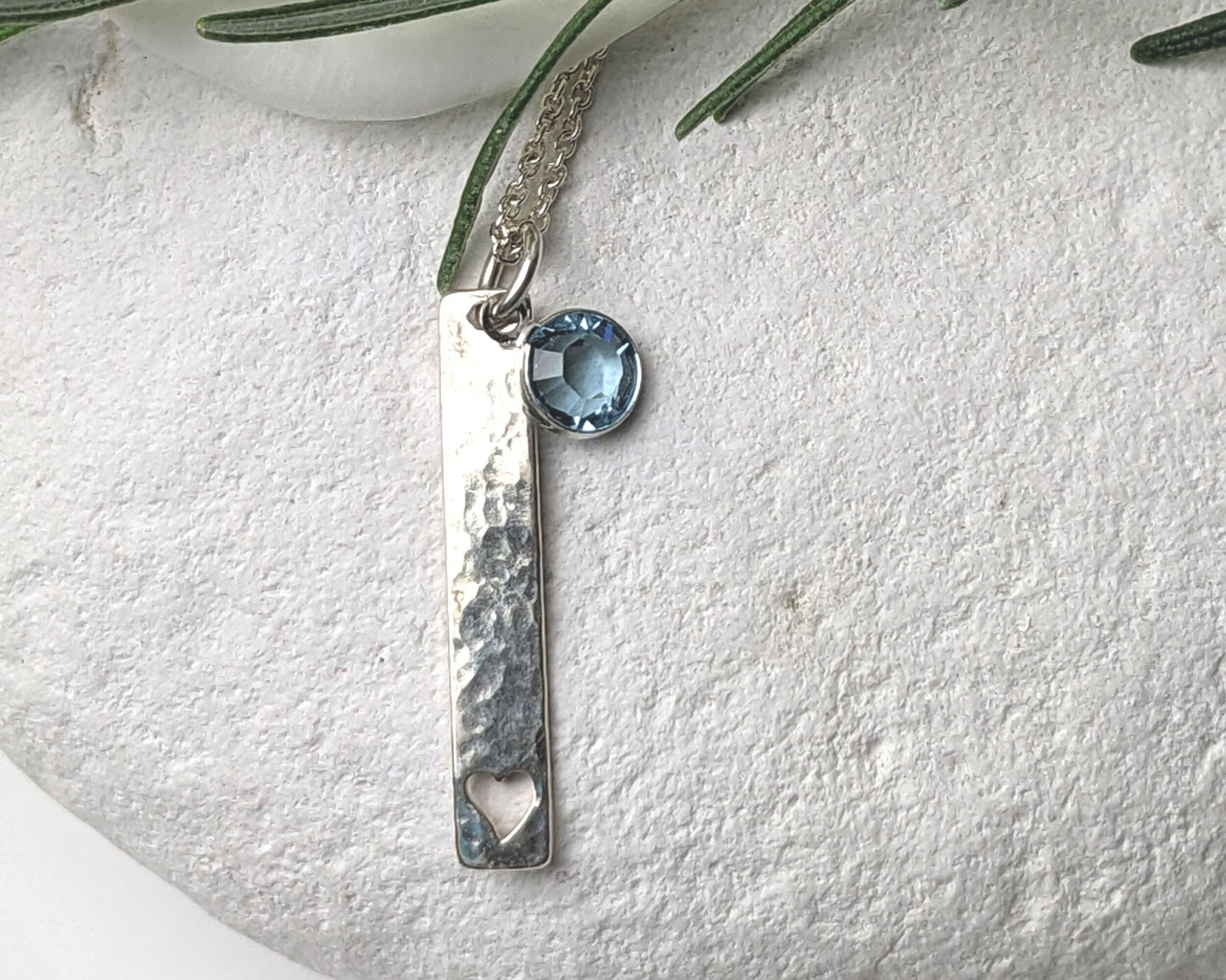 March Birthstone Minimalist Necklace// Swarovski Aquamarine crystal pendant, March Pisces Aries birthday gift
