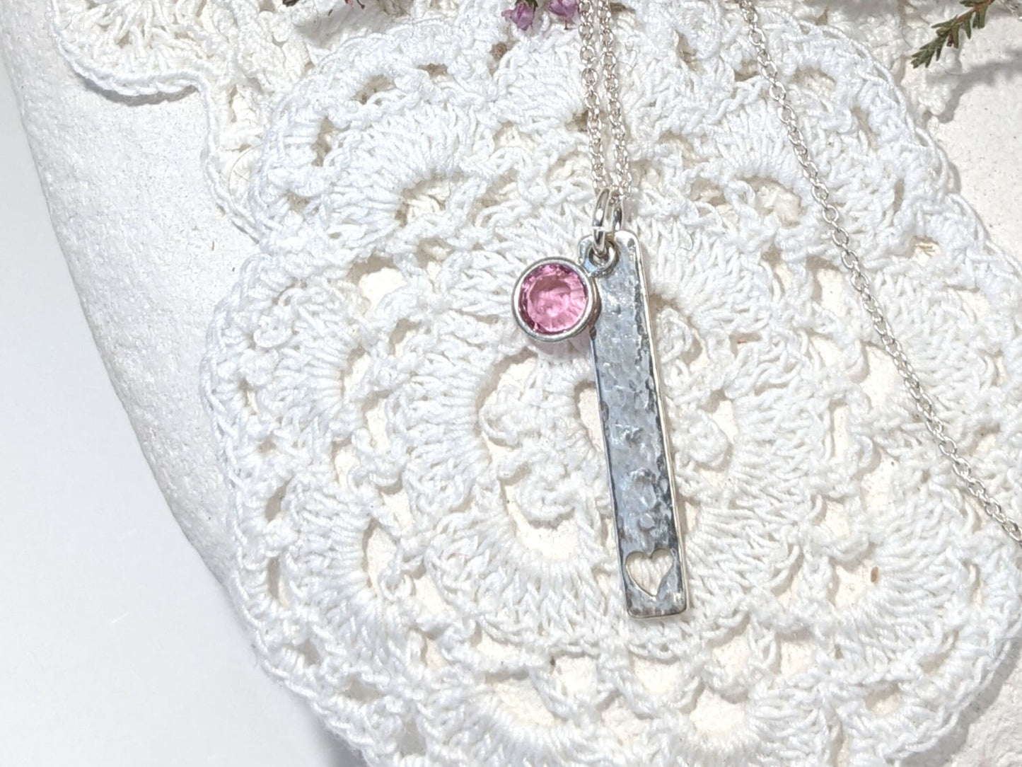 October Birthstone Minimalist Necklace// Swarovski Rose crystal pendant, October Libra Scorpio birthday gift