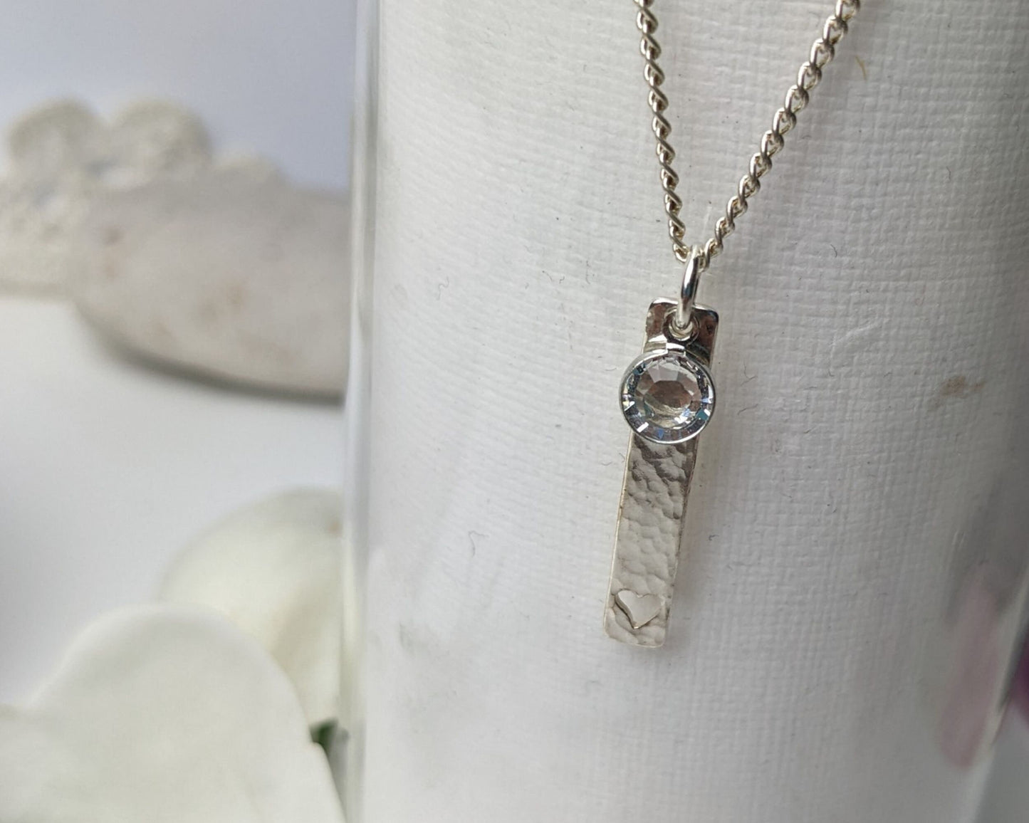April Birthstone Minimalist Necklace// Swarovski Crystal zircon pendant, April Aries Taurus birthday gift