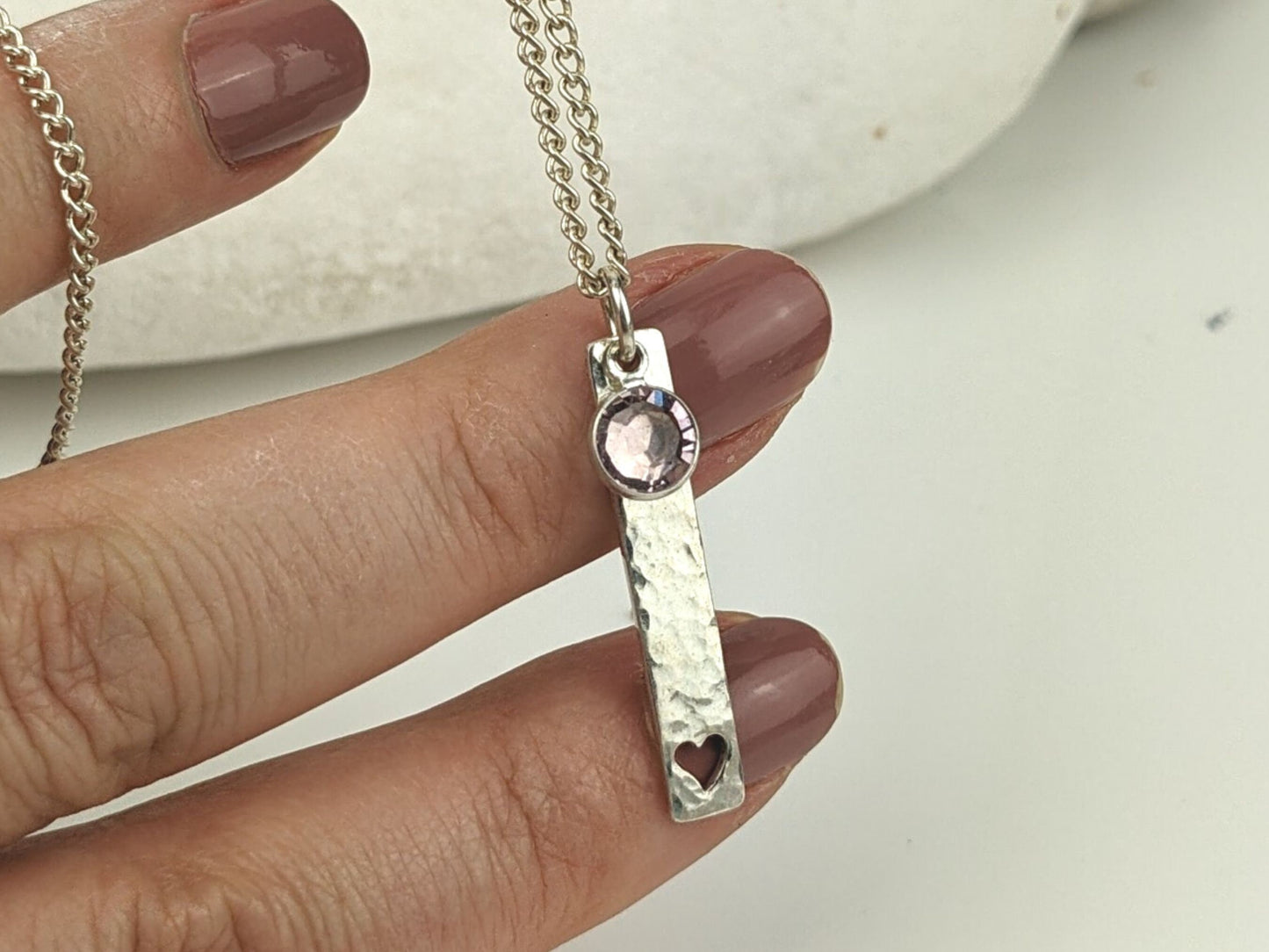 June Birthstone Minimalist Necklace // Swarovski Light Amethyst pendant, June Gemini Cancer birthday gift ideas