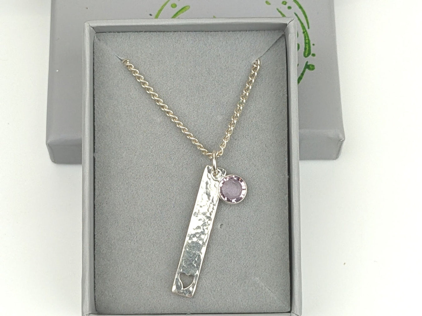 June Birthstone Minimalist Necklace // Swarovski Light Amethyst pendant, June Gemini Cancer birthday gift ideas