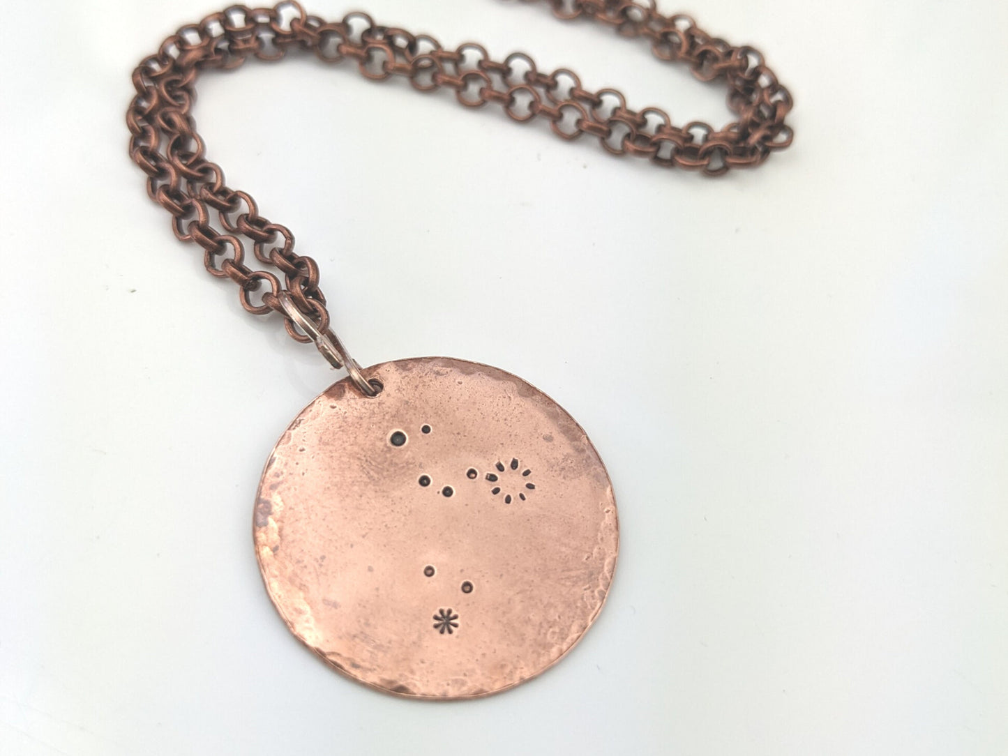 Leo Constellation Necklace //hand stamped copper pendant, Leo constellation birthday gift, romantic gift idea