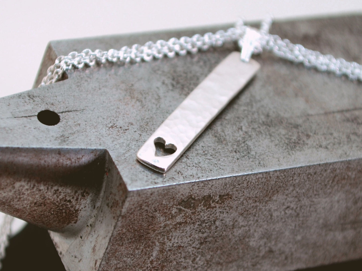 Simple Oblong Heart Necklace // everyday use heart necklace, timeless geometrical pendant, hammered silver charm